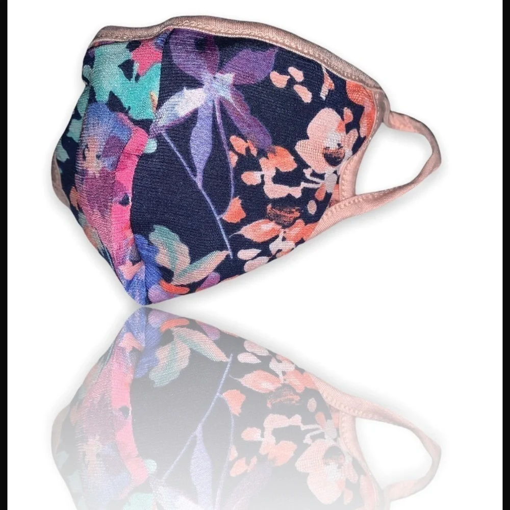 Pink and blue floral face mask